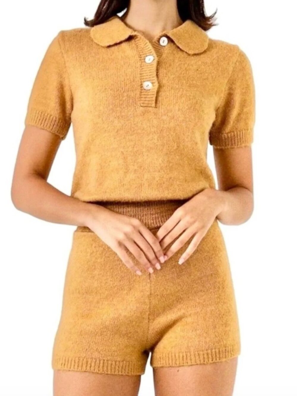 NWT English Factory Knitted Romper in Tan / XS